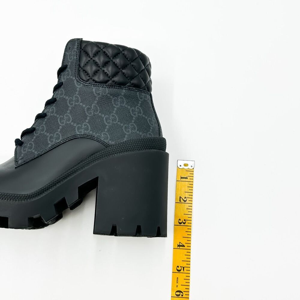 Gucci Boots GG Supreme Apollo Lug Sole Black Leather Canvas 37, 7 - Picture 13 of 14